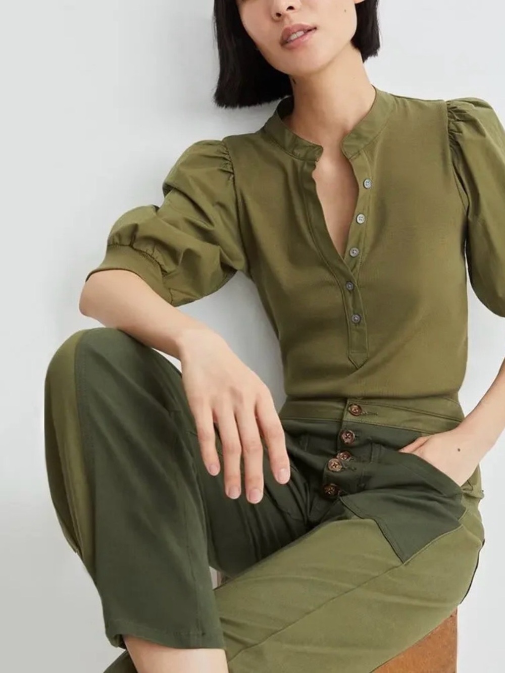 🔥NWOT Veronica Beard Olive Green Women's Blouse Size S 🔥
